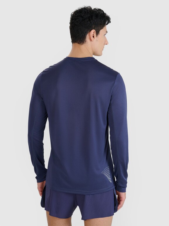 Męski longsleeve do biegania 4F 4FWSS25TFLOM326 - granatowy