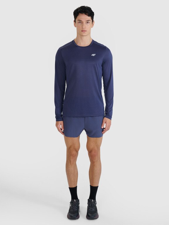 Męski longsleeve do biegania 4F 4FWSS25TFLOM326 - granatowy