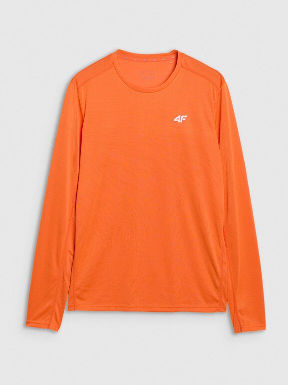 Męski longsleeve do biegania 4F 4FWSS25TFLOM326 - pomarańczowy
