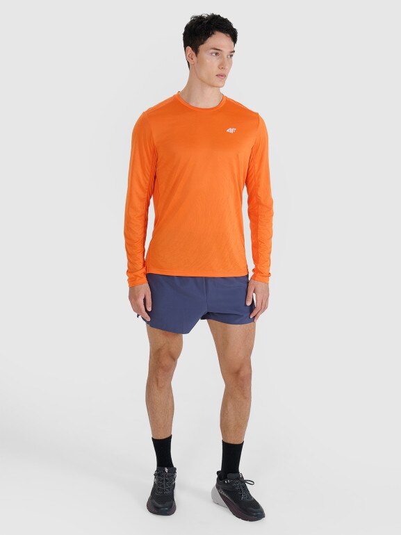 Męski longsleeve do biegania 4F 4FWSS25TFLOM326 - pomarańczowy