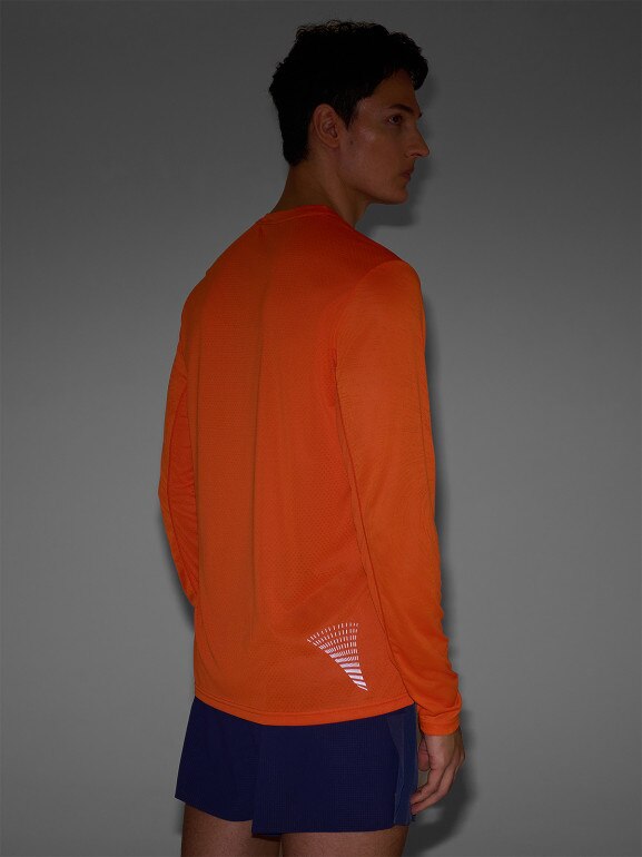 Męski longsleeve do biegania 4F 4FWSS25TFLOM326 - pomarańczowy