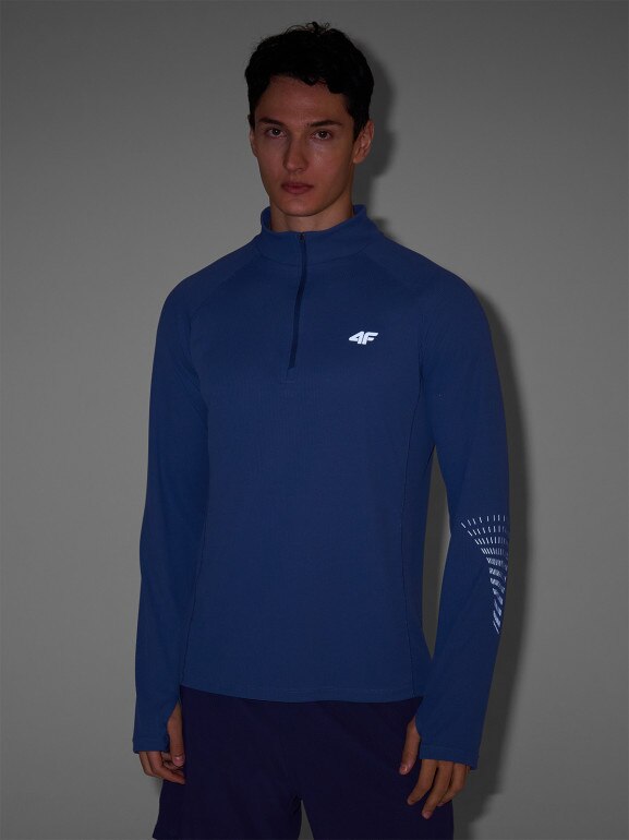 Męski longsleeve do biegania w terenie 4F 4FWSS25TFLOM327 - niebieski