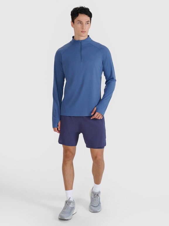 Męski longsleeve do biegania w terenie 4F 4FWSS25TFLOM327 - niebieski