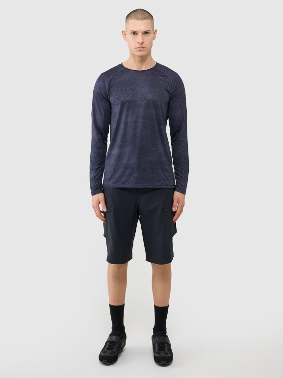 Męski longsleeve kolarski 4F 4FWSS25TFLOM340 - granatowy