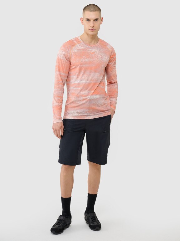 Męski longsleeve kolarski 4F 4FWSS25TFLOM340 - pomarańczowy