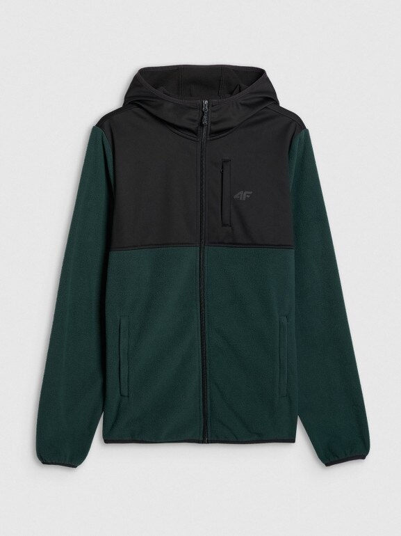 Męski polar rozpinany bez kaptura 4F 4FWAW25TFLEM417 - zielony