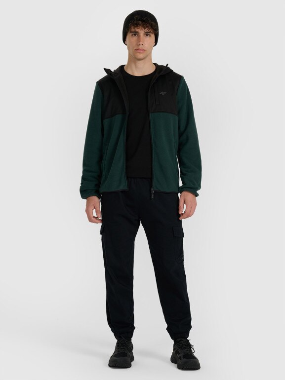 Męski polar rozpinany bez kaptura 4F 4FWAW25TFLEM417 - zielony