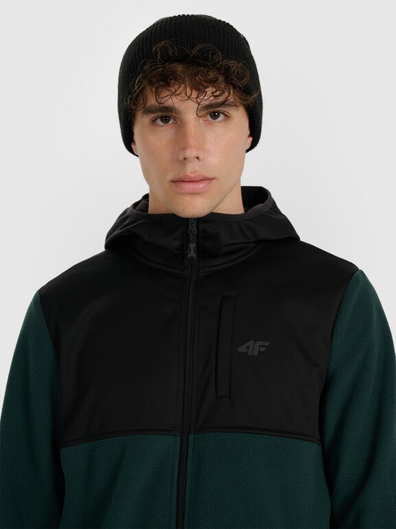 Męski polar rozpinany bez kaptura 4F 4FWAW25TFLEM417 - zielony