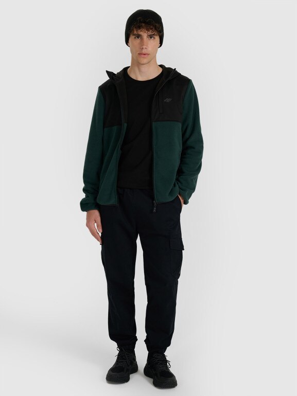 Męski polar rozpinany bez kaptura 4F 4FWAW25TFLEM417 - zielony