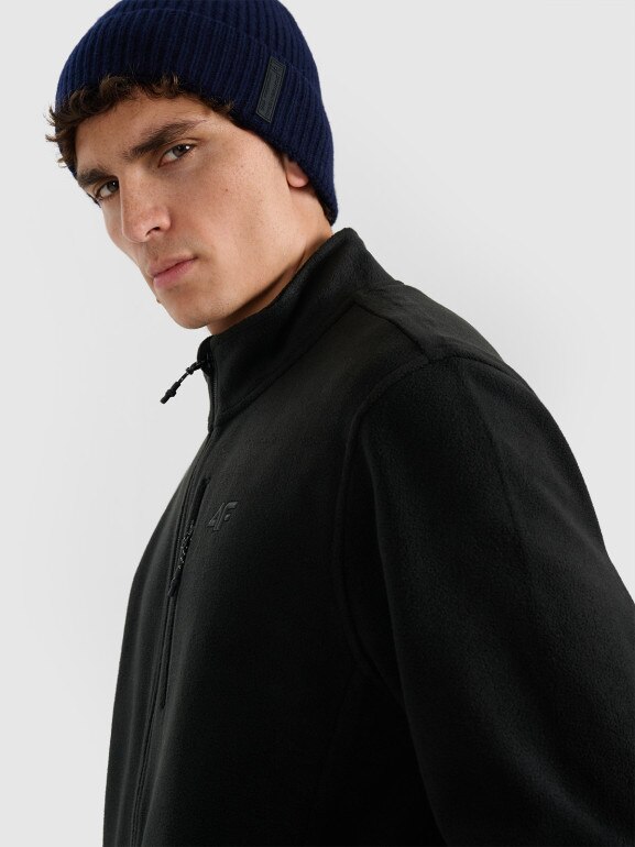 Męski polar rozpinany ze stójką 4F 4FRMM00TFLEM435 - czarny