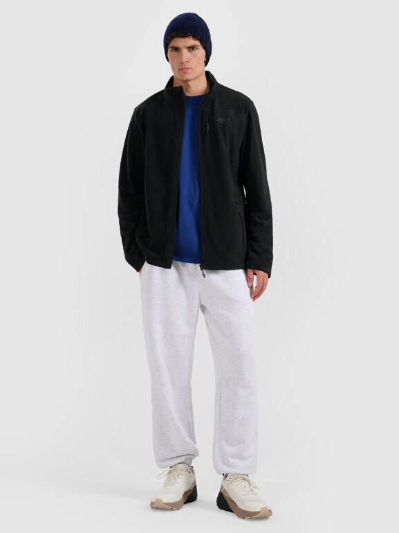 Męski polar rozpinany ze stójką 4F 4FRMM00TFLEM435 - czarny