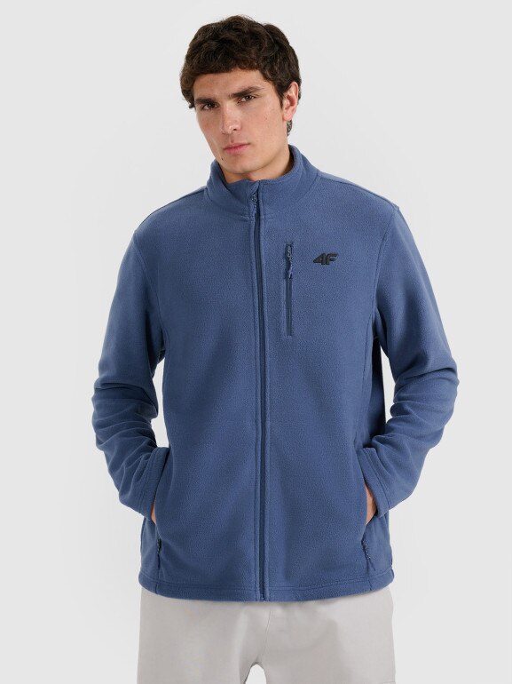 Męski polar rozpinany ze stójką 4F 4FRMM00TFLEM435 - granatowy