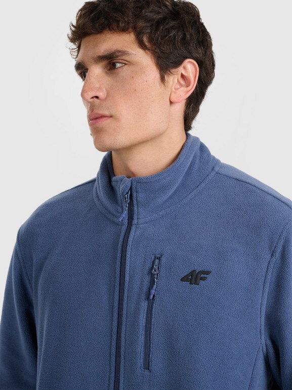 Męski polar rozpinany ze stójką 4F 4FRMM00TFLEM435 - granatowy