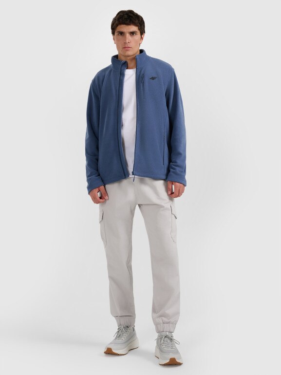 Męski polar rozpinany ze stójką 4F 4FRMM00TFLEM435 - granatowy