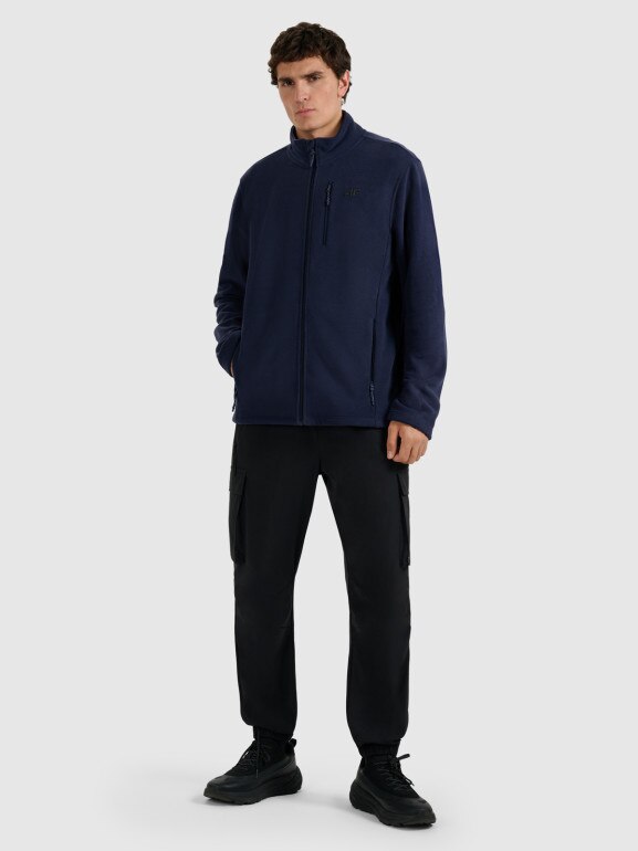 Męski polar rozpinany ze stójką 4F 4FRMM00TFLEM435 - granatowy