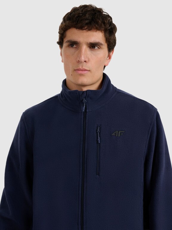 Męski polar rozpinany ze stójką 4F 4FRMM00TFLEM435 - granatowy