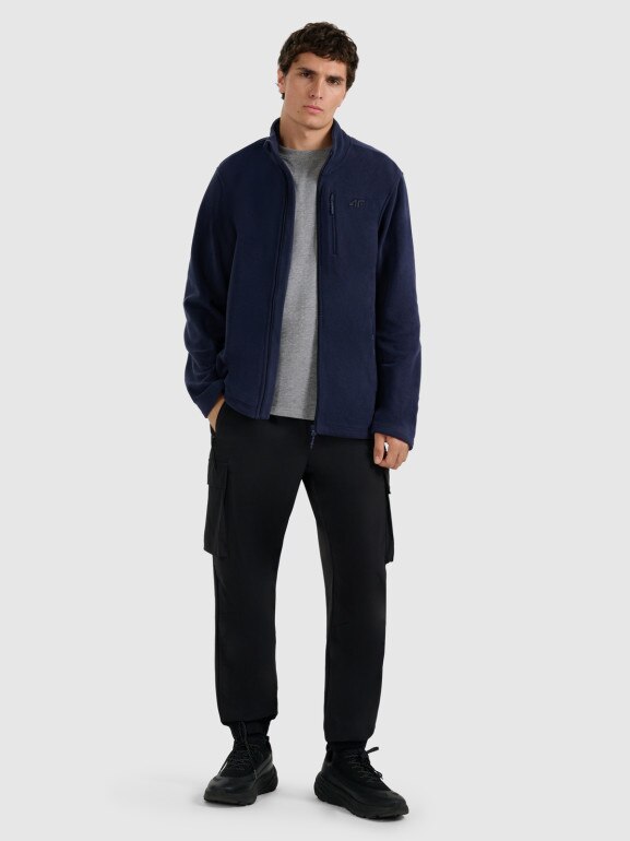 Męski polar rozpinany ze stójką 4F 4FRMM00TFLEM435 - granatowy