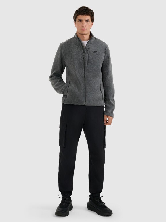 Męski polar rozpinany ze stójką 4F 4FRMM00TFLEM435 - szary