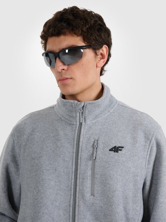Męski polar rozpinany ze stójką 4F 4FRMM00TFLEM435 - szary