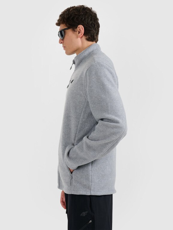 Męski polar rozpinany ze stójką 4F 4FRMM00TFLEM435 - szary