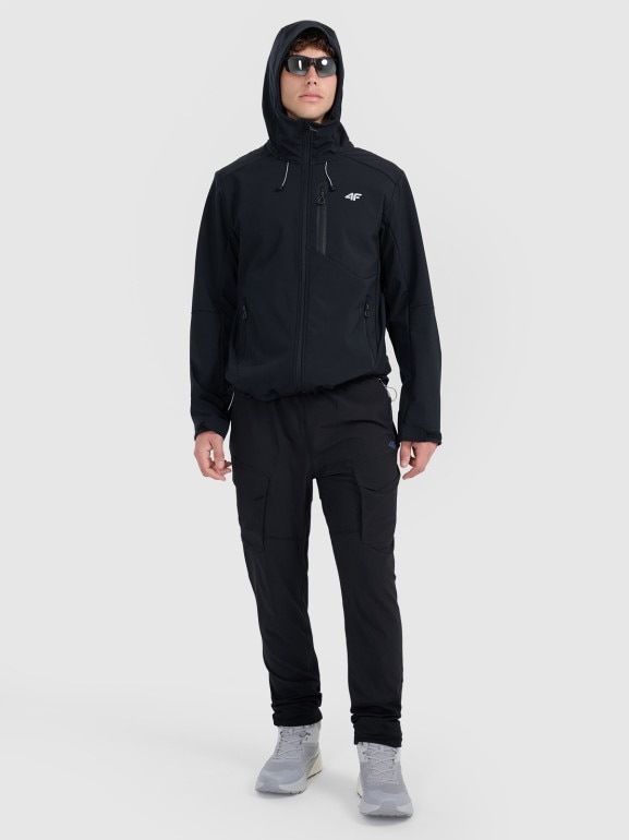 Męski softshell rozpinany z kapturem 4F 4FRAW25TSOFM506 - czarny