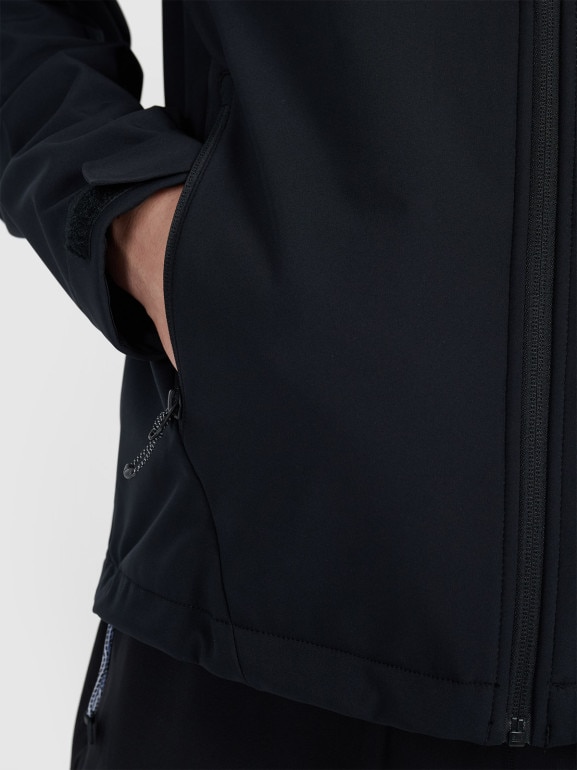 Męski softshell rozpinany z kapturem 4F 4FRAW25TSOFM506 - czarny
