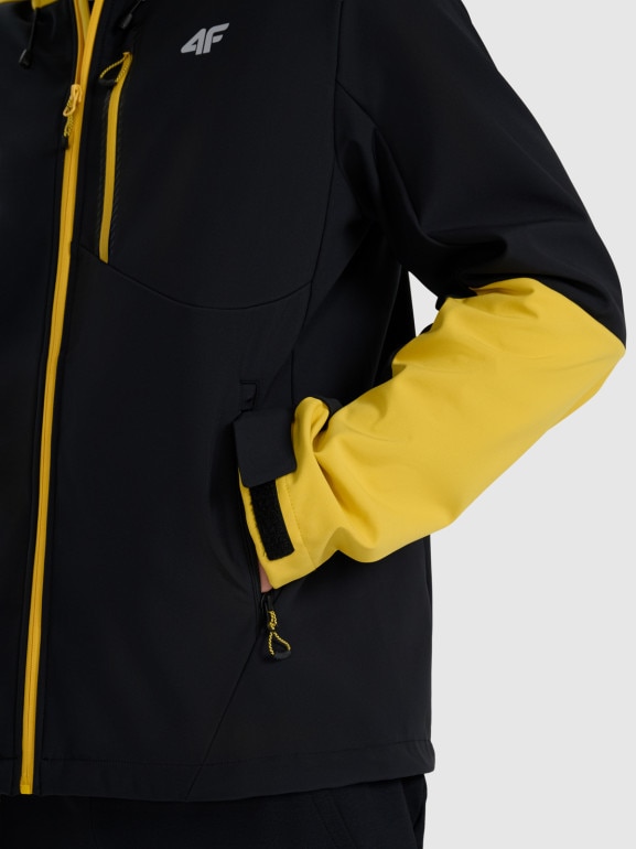 Męski softshell rozpinany z kapturem 4F 4FRAW25TSOFM506 - czarny