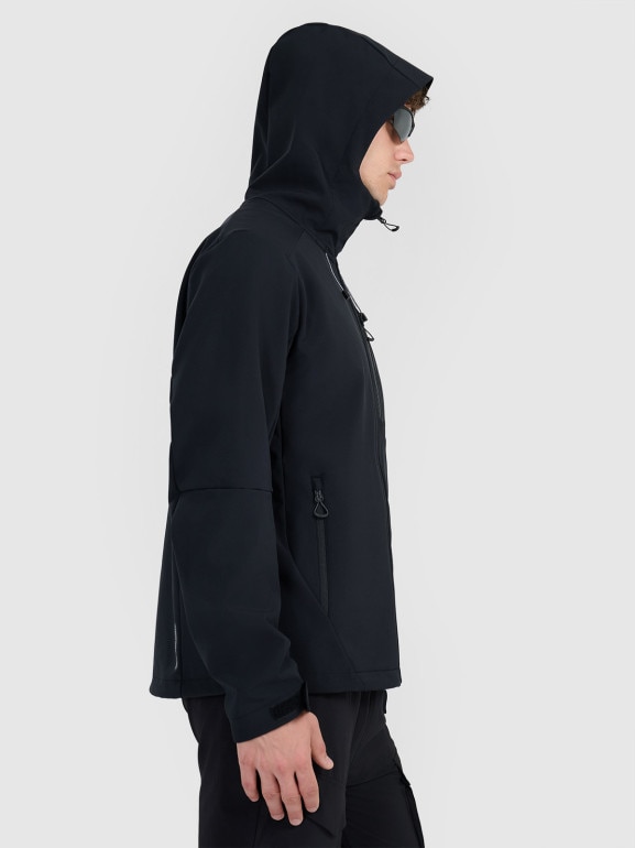 Męski softshell rozpinany z kapturem 4F 4FRAW25TSOFM506 - czarny