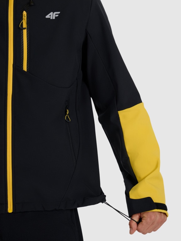 Męski softshell rozpinany z kapturem 4F 4FRAW25TSOFM506 - czarny