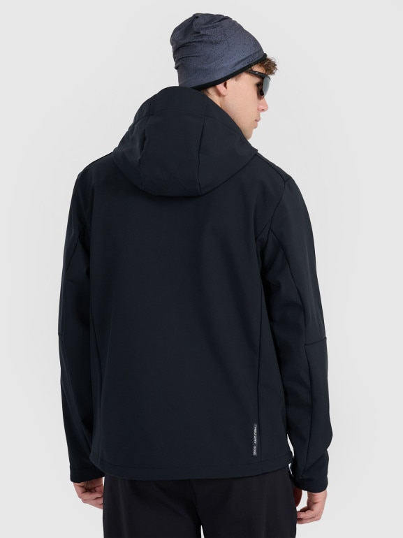 Męski softshell rozpinany z kapturem 4F 4FRAW25TSOFM506 - czarny