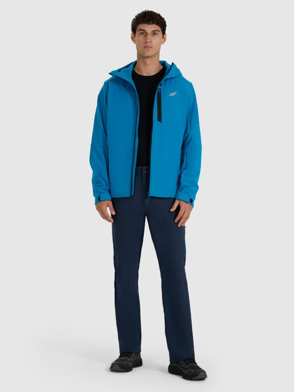 Męski softshell rozpinany z kapturem 4F 4FRAW25TSOFM506 - niebieski