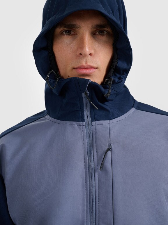Męski softshell rozpinany z kapturem 4F 4FRSS25TSOFM436 - granatowy