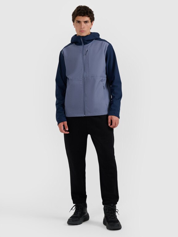 Męski softshell rozpinany z kapturem 4F 4FRSS25TSOFM436 - granatowy