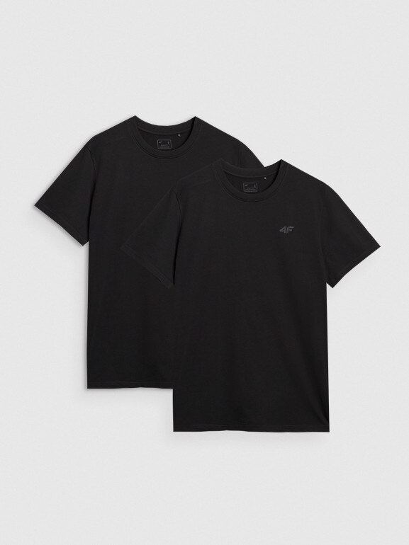 Męski t-shirt basic (2-pak) 4F 4FRMM00TTSHM2705 - czarny