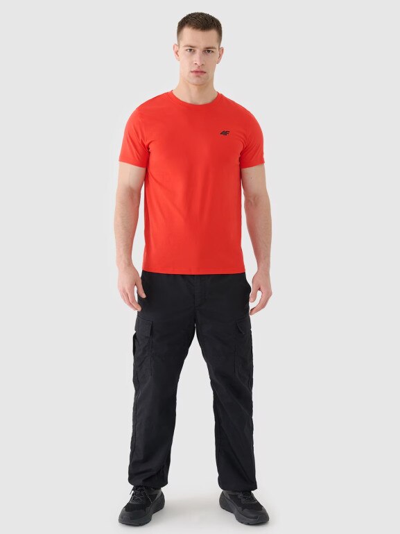 Męski t-shirt basic 4F 4FWMM00TTSHM2256 - czerwony