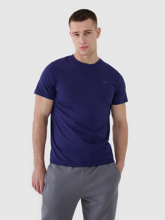 Męski t-shirt basic 4F 4FWMM00TTSHM2256 - granatowy