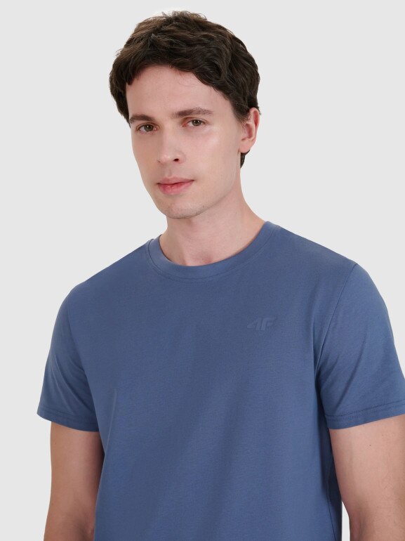 Męski t-shirt basic 4F 4FWMM00TTSHM2256 - niebieski
