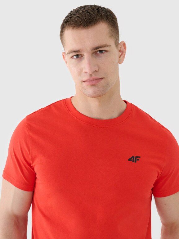 Męski t-shirt basic 4F 4FWMM00TTSHM2256 - czerwony