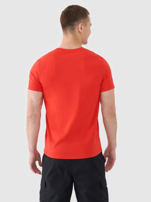 Męski t-shirt basic 4F 4FWMM00TTSHM2256 - czerwony