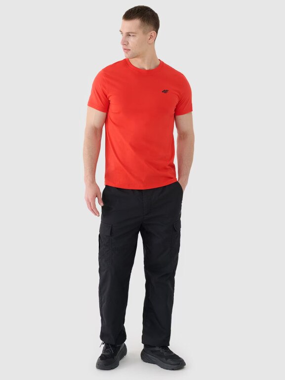 Męski t-shirt basic 4F 4FWMM00TTSHM2256 - czerwony