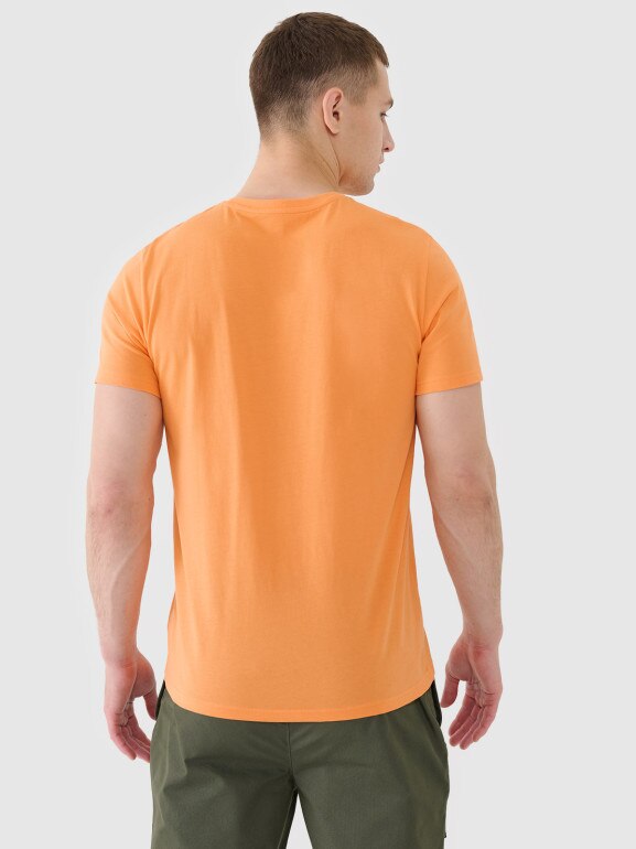 Męski t-shirt basic 4F 4FWSS25TTSHM2003 - pomarańczowy