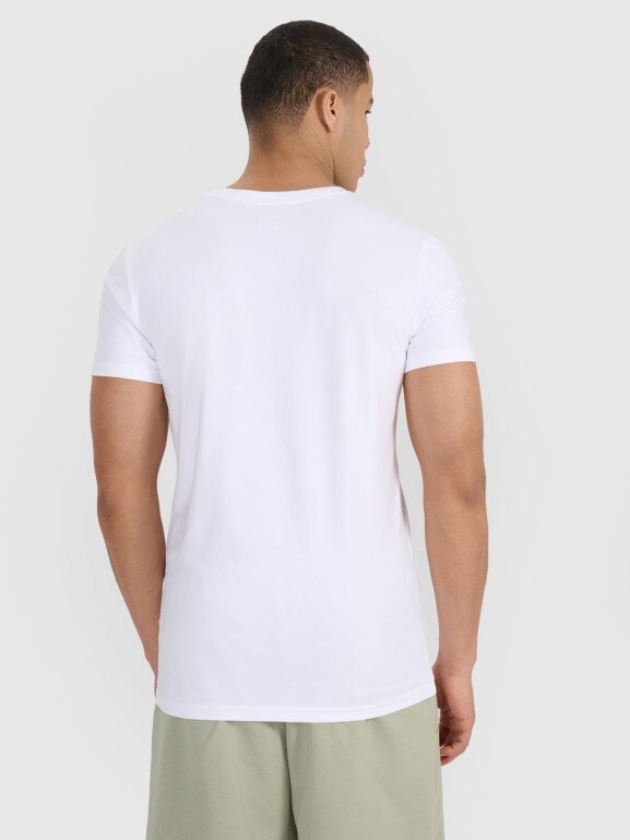 Męski t-shirt basic slim 4F 4FRMM00TTSHM3068 - biały