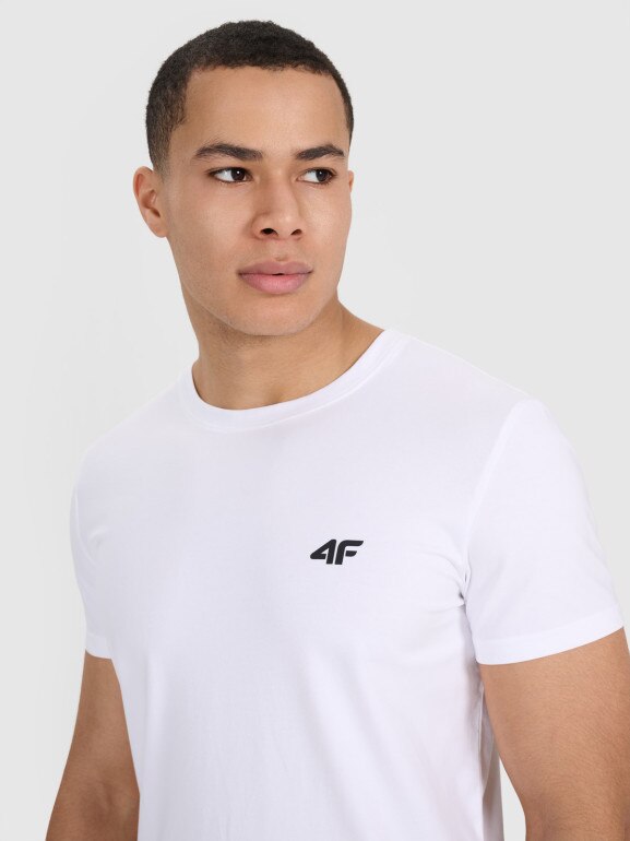 Męski t-shirt basic slim 4F 4FRMM00TTSHM3068 - biały