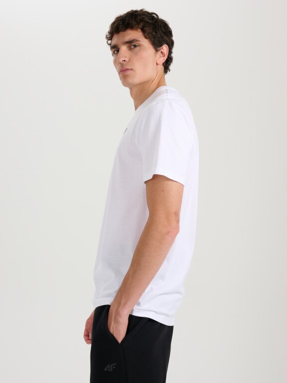 Męski t-shirt bez nadruku 4F 4FRMM00TTSHM3250 - biały