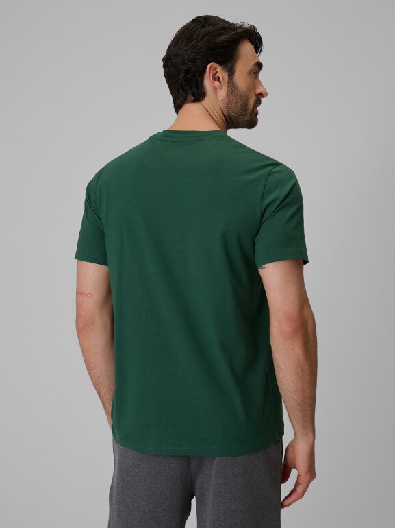 Męski t-shirt bez nadruku 4F 4FRSS26TTSHM3973 - zielony