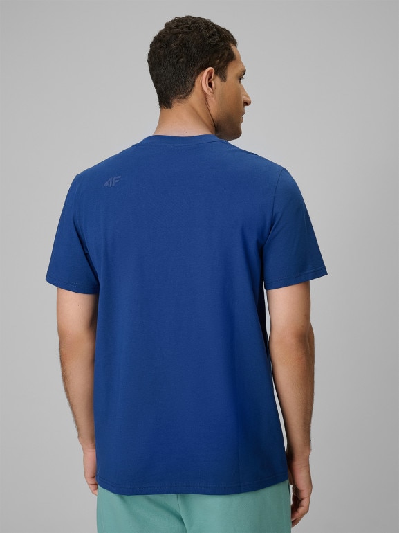 Męski t-shirt bez nadruku 4F 4FRSS26TTSHM4261 - granatowy