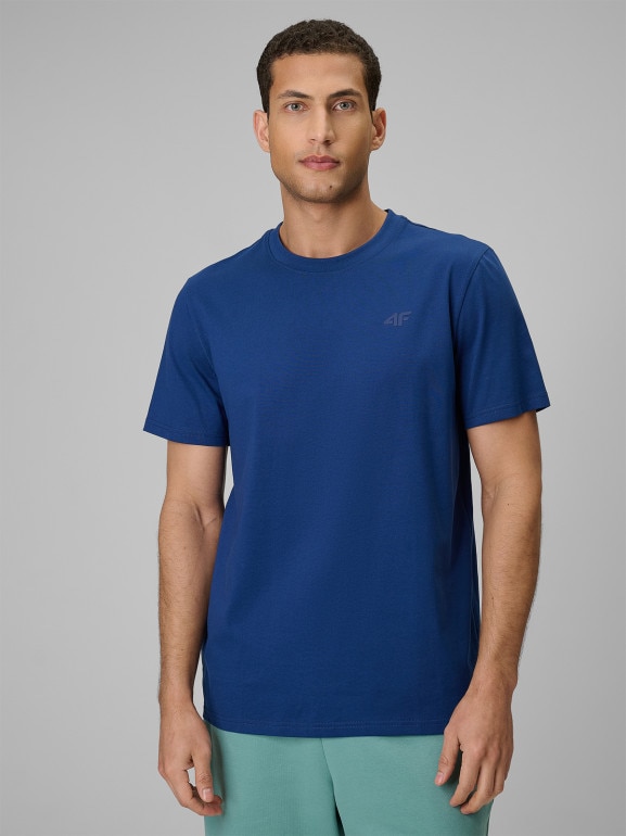 Męski t-shirt bez nadruku 4F 4FRSS26TTSHM4261 - granatowy