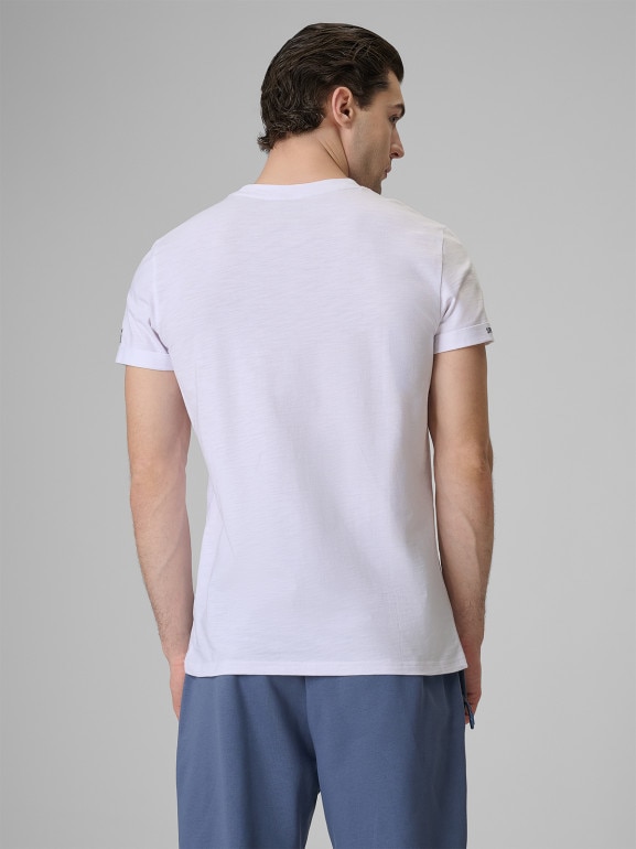 Męski t-shirt bez nadruku 4F 4FRSS26TTSHM4378 - biały
