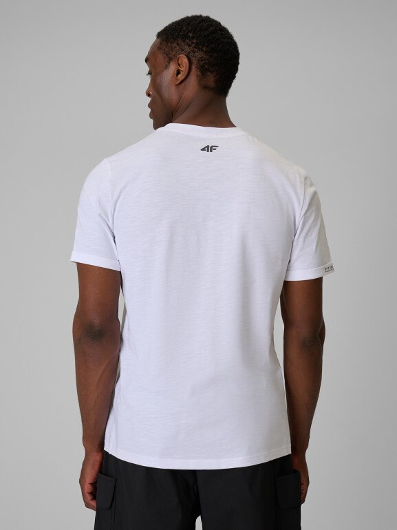 Męski t-shirt bez nadruku 4F 4FWSS26TTSHM3322 - biały