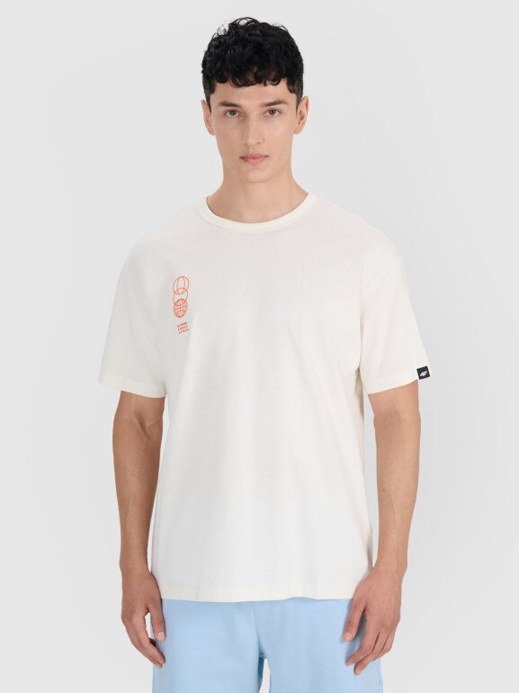 Męski t-shirt oversize 4F 4FRSS25TTSHM2652 - beżowy